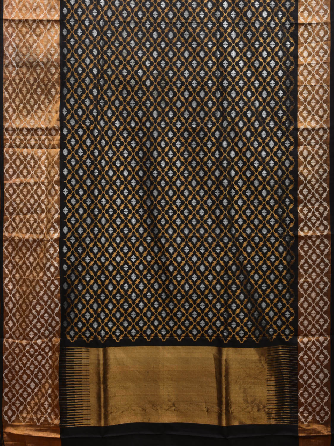 Black Uppada Silk Handloom Saree with All Over Dhaka Jamdani Design u2259