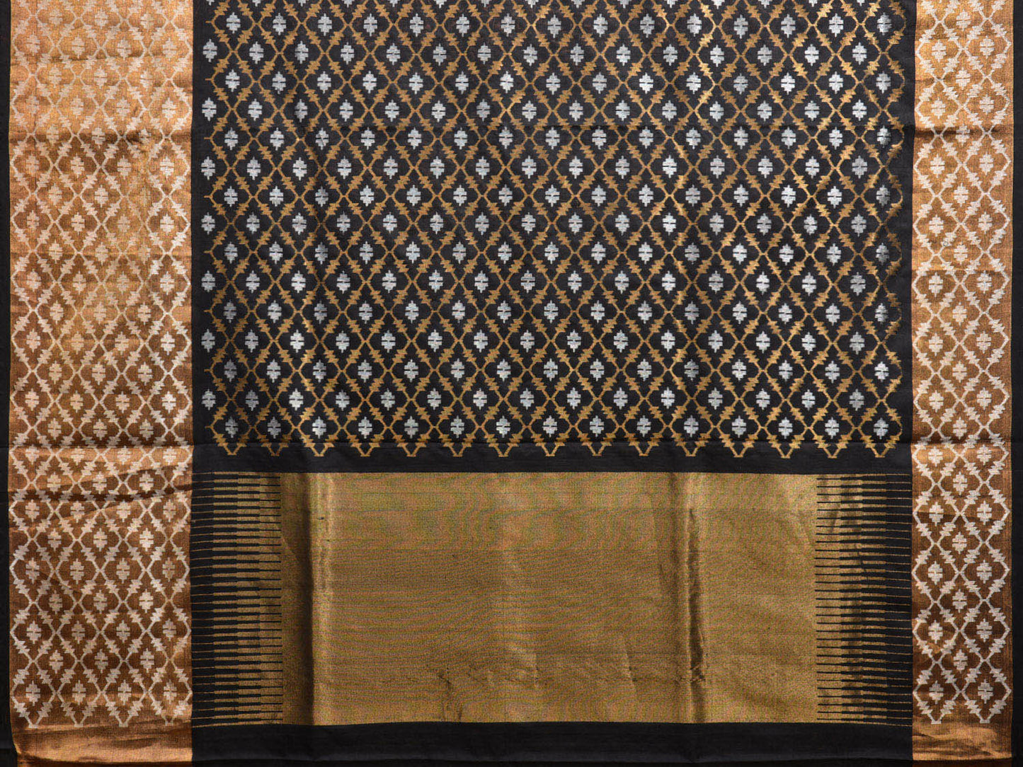 Black Uppada Silk Handloom Saree with All Over Dhaka Jamdani Design u2259