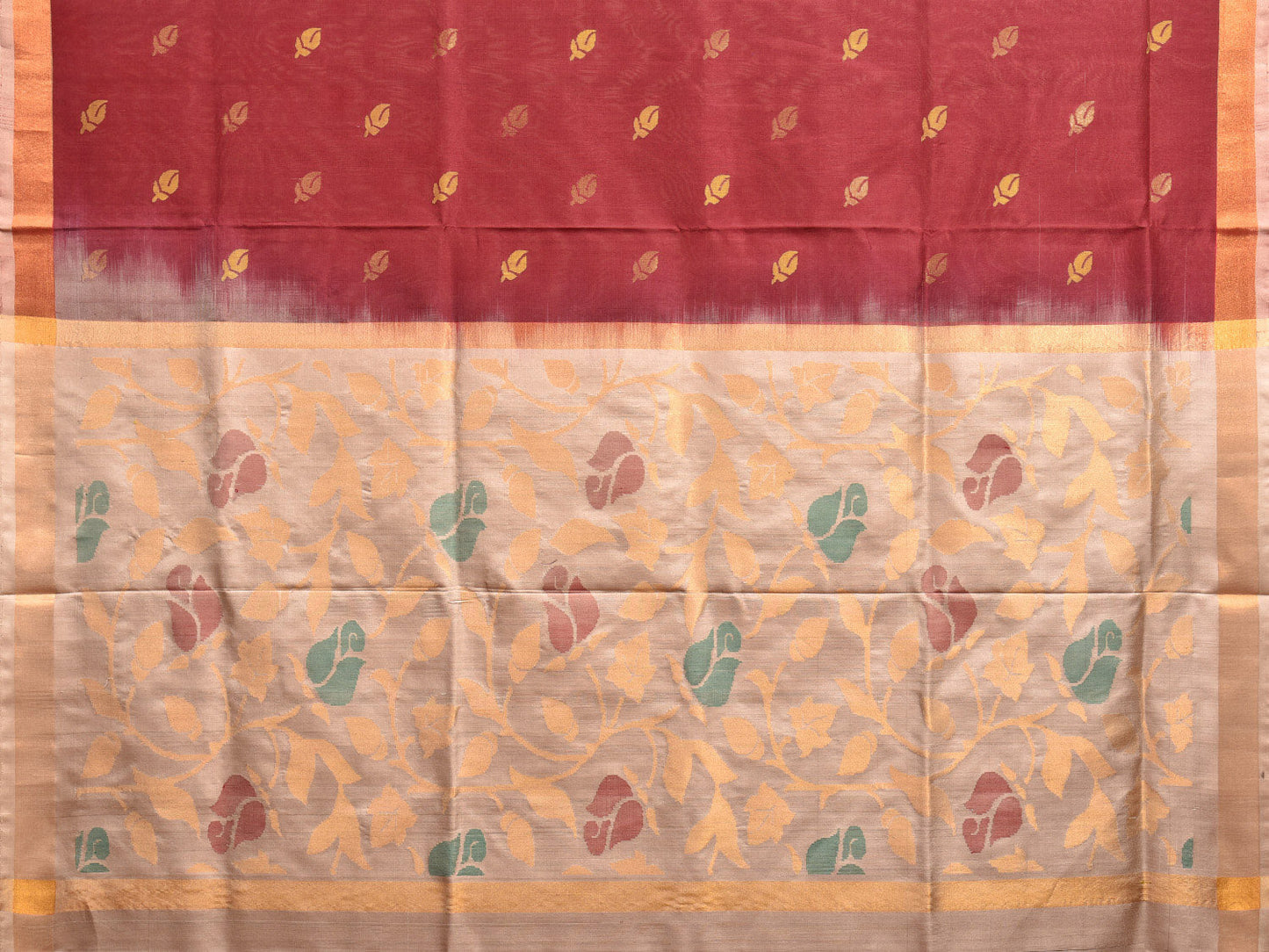 Maroon and Cream Uppada Silk Handloom Saree with Floral Pallu Design u2262