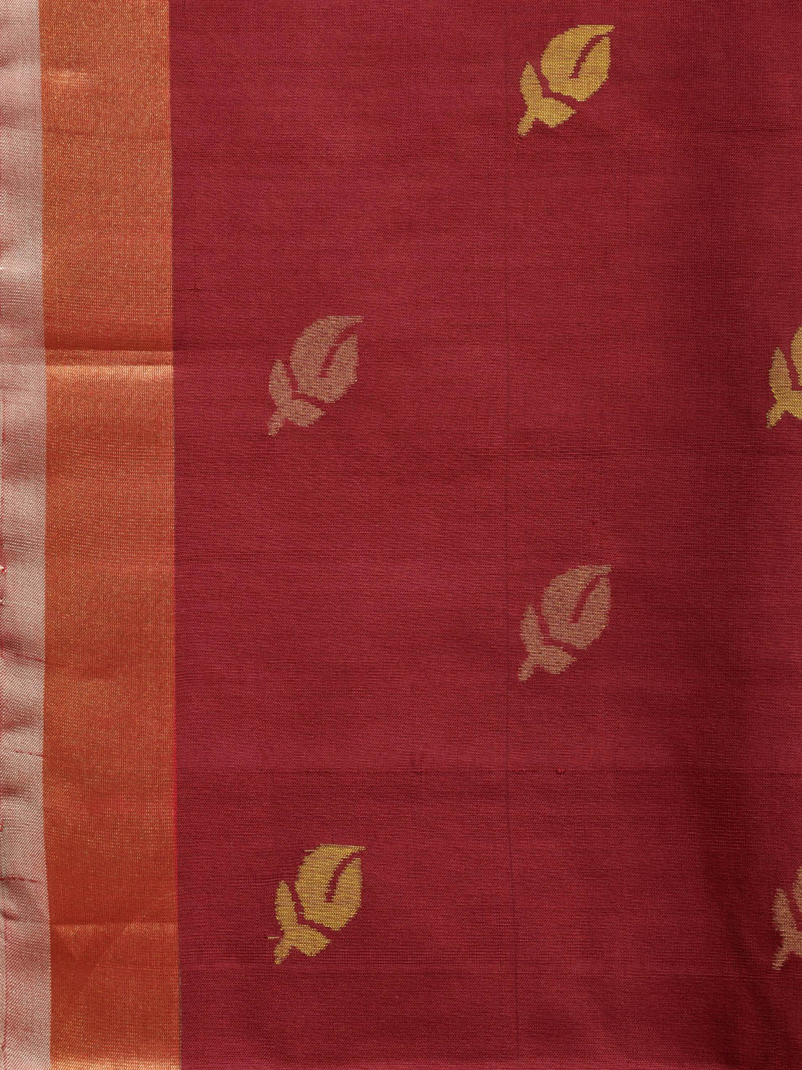 Maroon and Cream Uppada Silk Handloom Saree with Floral Pallu Design u2262