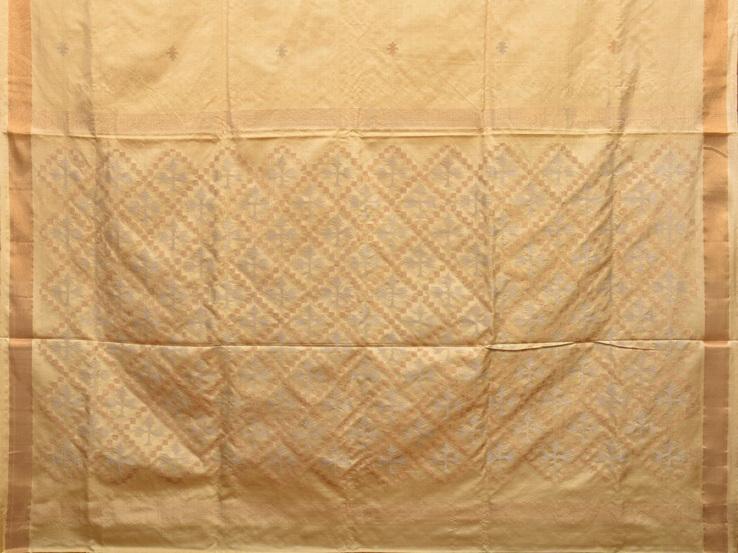 Cream Uppada Silk Handloom Saree with Jamdani Pallu Design u2264