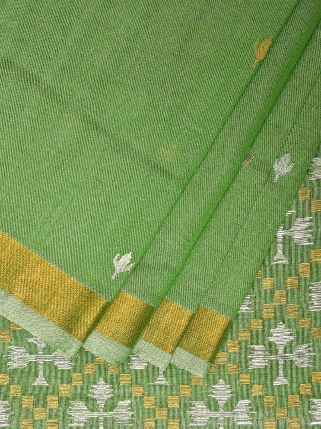 Light Green Uppada Cotton Silk Handloom Saree with Jamdani Pallu Design u2265