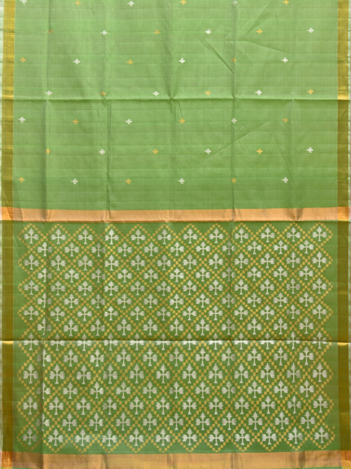 Light Green Uppada Cotton Silk Handloom Saree with Jamdani Pallu Design u2265
