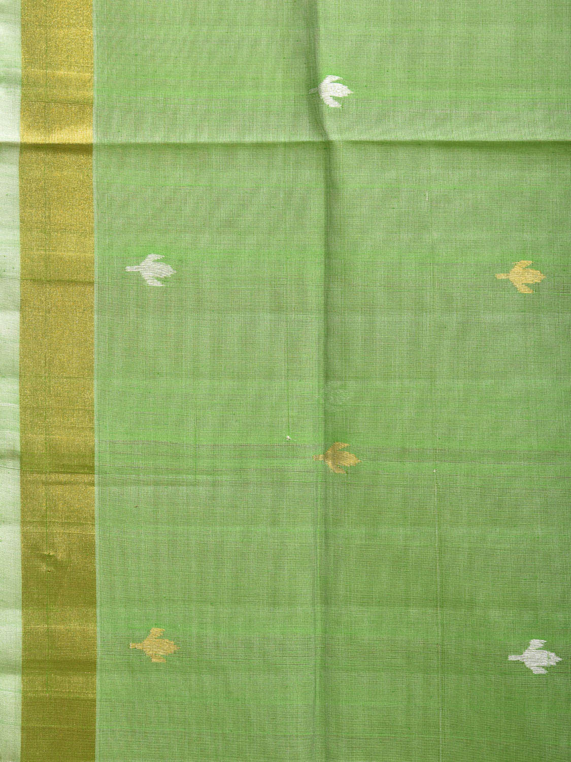 Light Green Uppada Cotton Silk Handloom Saree with Jamdani Pallu Design u2265