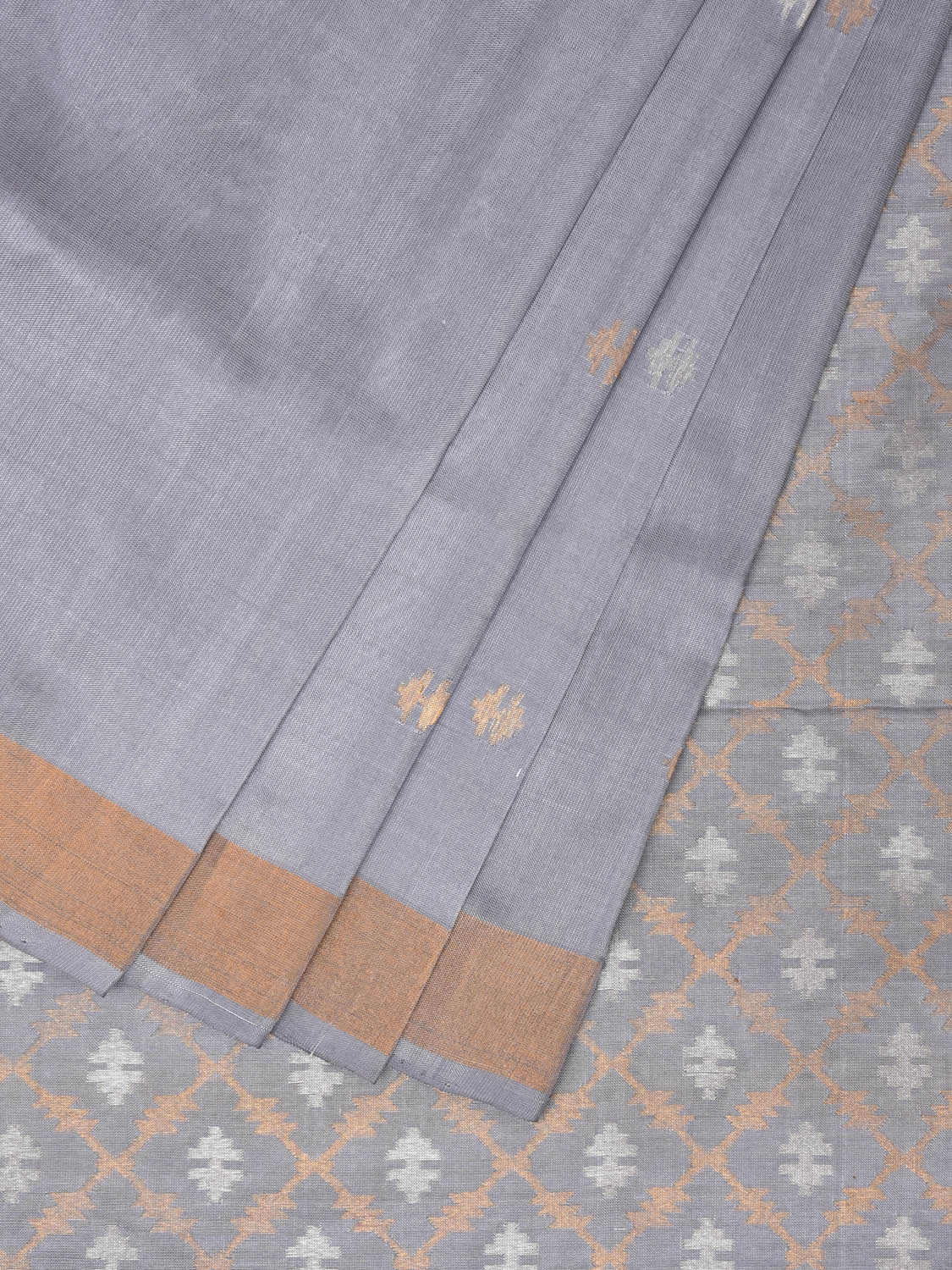 Light Grey Uppada Silk Handloom Saree with Jamdani Pallu Design u2271