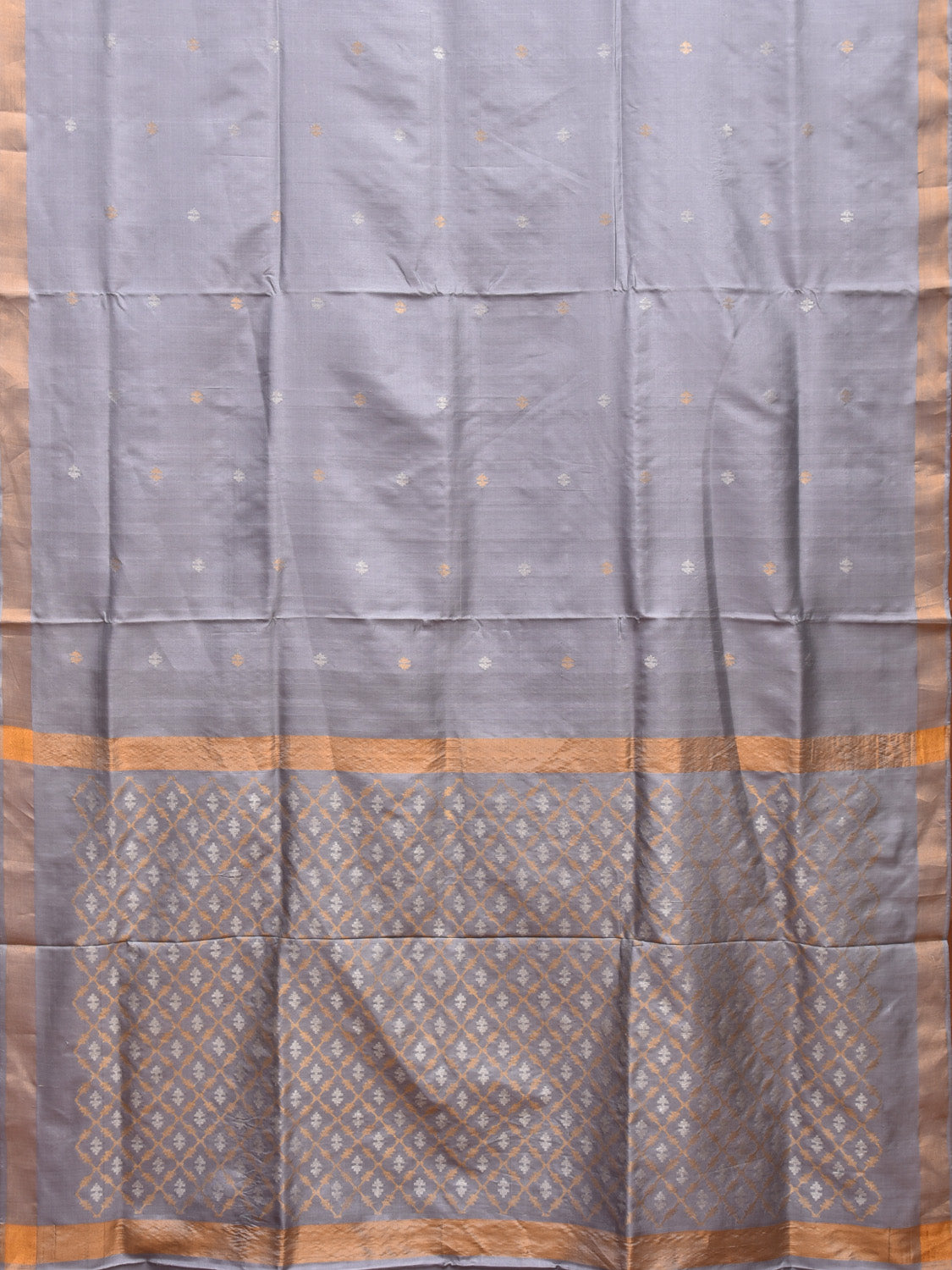 Light Grey Uppada Silk Handloom Saree with Jamdani Pallu Design u2271
