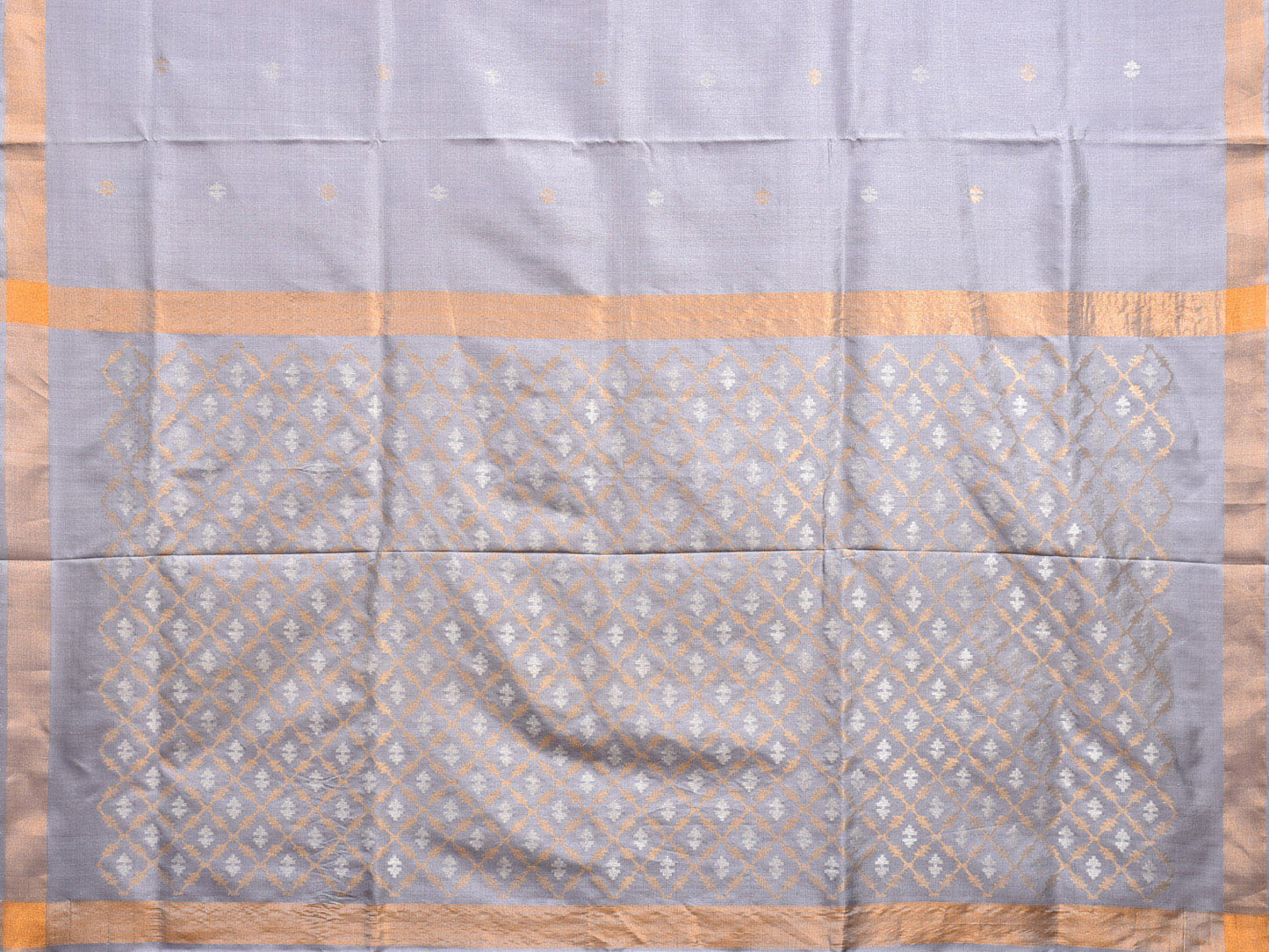 Light Grey Uppada Silk Handloom Saree with Jamdani Pallu Design u2271