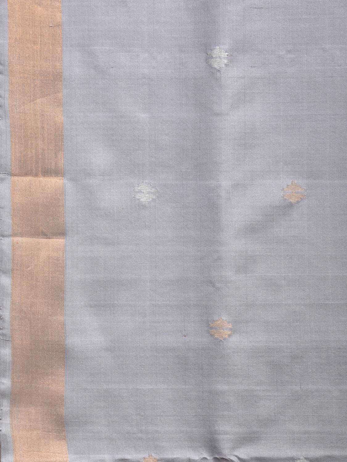 Light Grey Uppada Silk Handloom Saree with Jamdani Pallu Design u2271