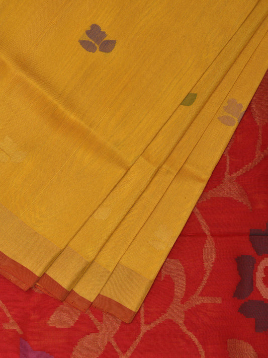 Yellow and Red Uppada Silk Handloom Saree with Floral Pallu Design u2273