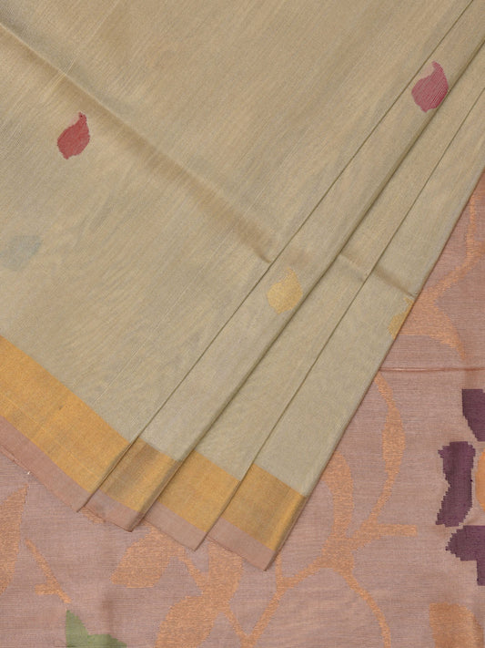 Sea Green and Cream Uppada Silk Handloom Saree with Floral Pallu Design u2274
