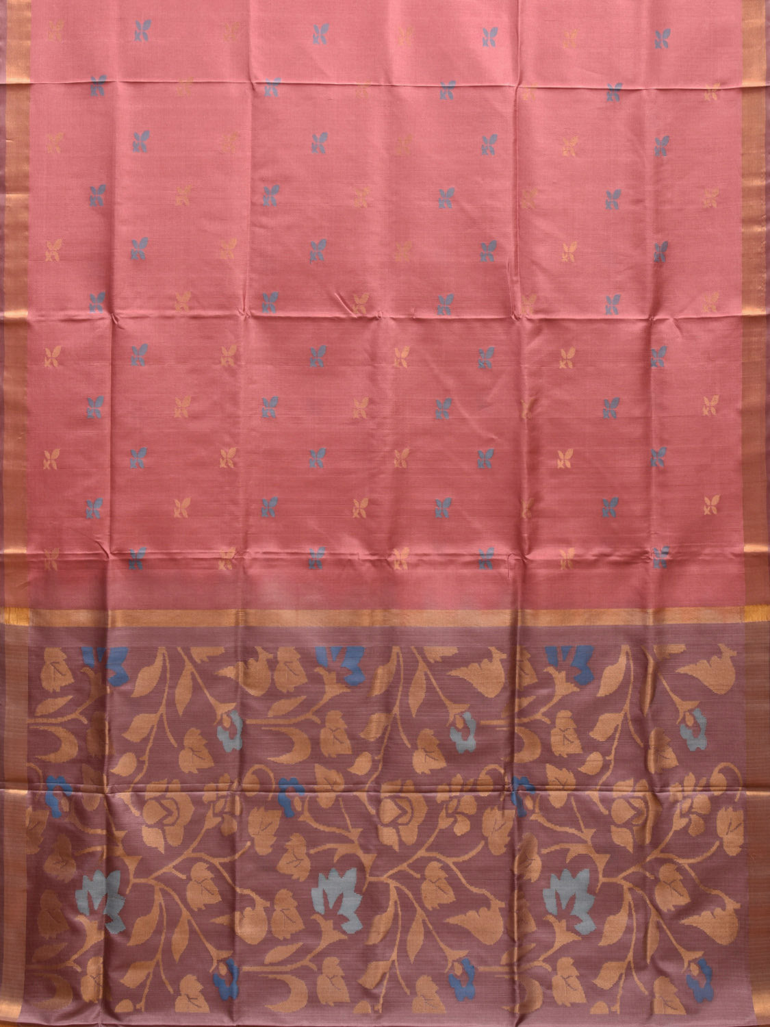 Peach and Mauve Uppada Silk Handloom Saree with Floral Pallu Design u2275