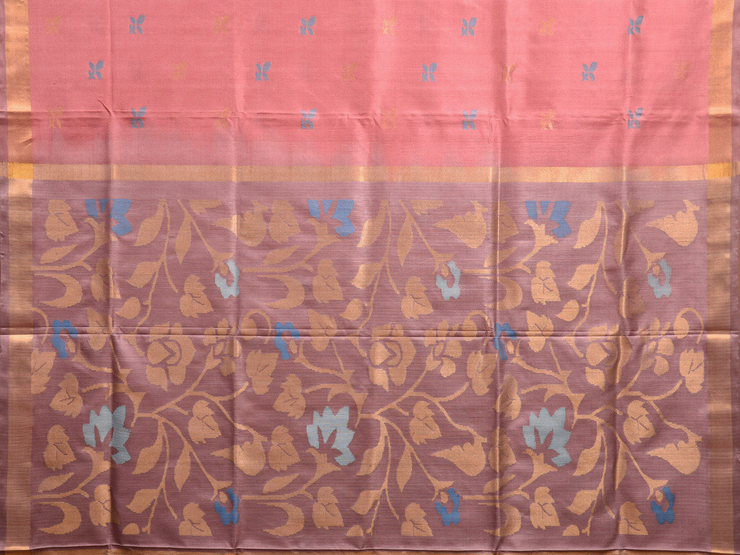 Peach and Mauve Uppada Silk Handloom Saree with Floral Pallu Design u2275