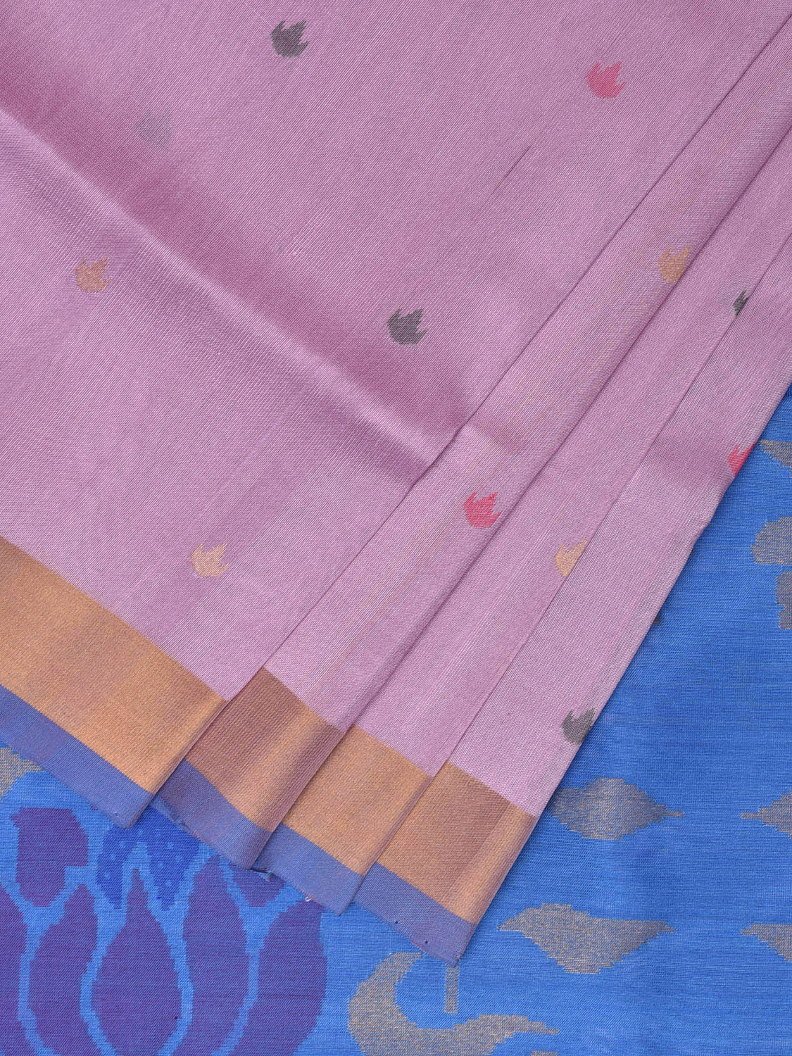 Lavender and Blue Uppada Silk Handloom Saree with Floral Pallu Design u2277