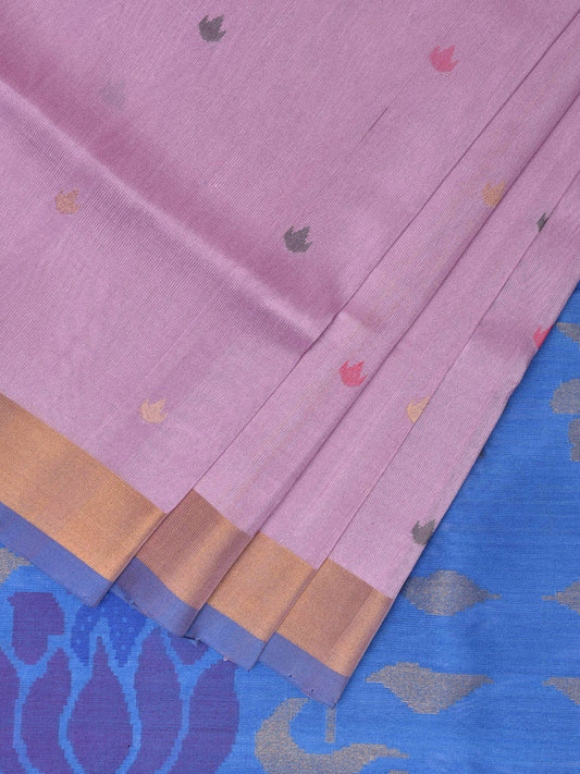 Lavender and Blue Uppada Silk Handloom Saree with Floral Pallu Design u2277