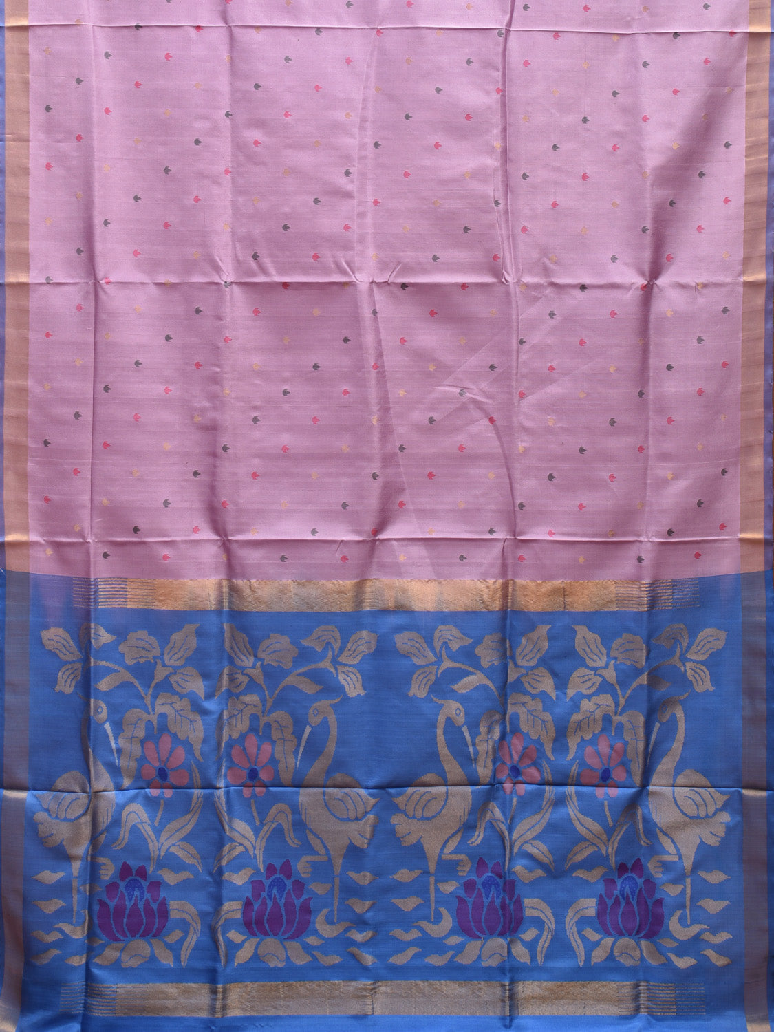 Lavender and Blue Uppada Silk Handloom Saree with Floral Pallu Design u2277