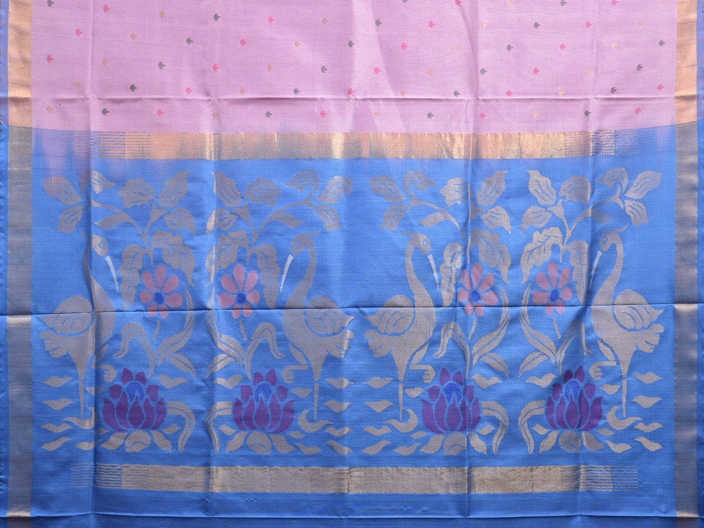 Lavender and Blue Uppada Silk Handloom Saree with Floral Pallu Design u2277