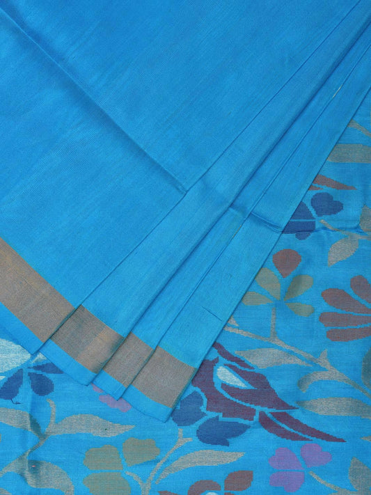 Blue Uppada Silk Handloom Saree with Floral Pallu Design u2278