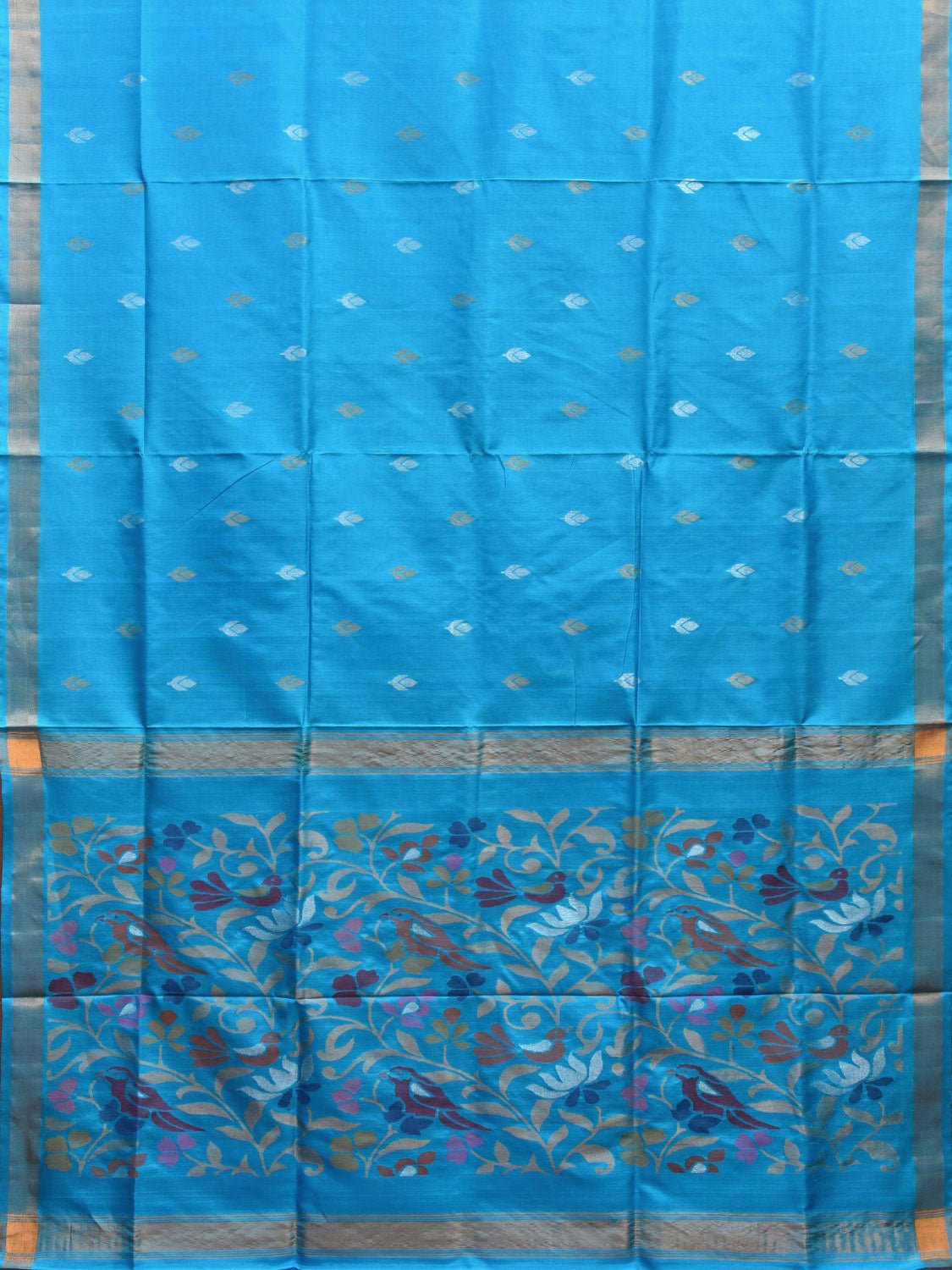 Blue Uppada Silk Handloom Saree with Floral Pallu Design u2278