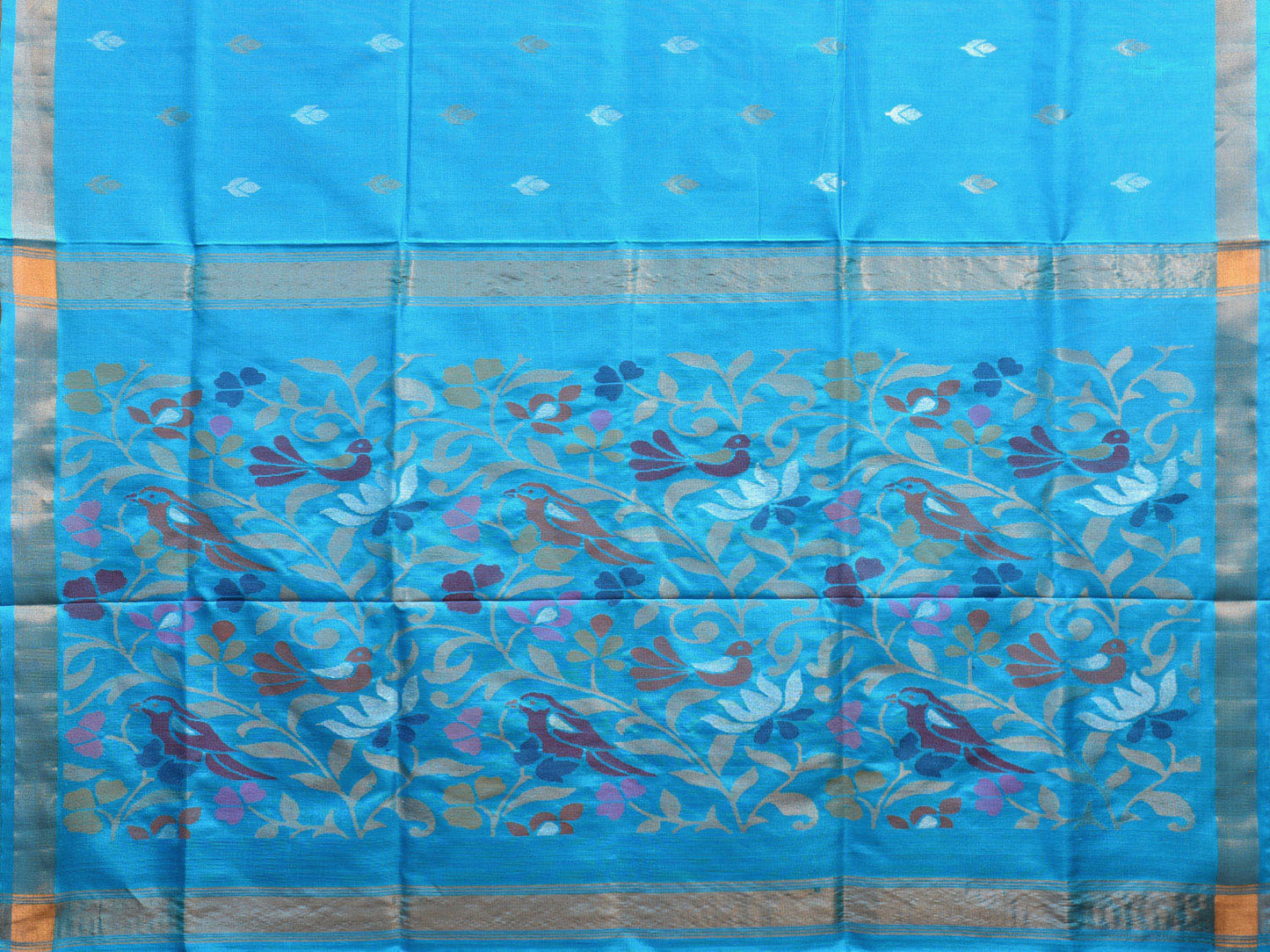 Blue Uppada Silk Handloom Saree with Floral Pallu Design u2278