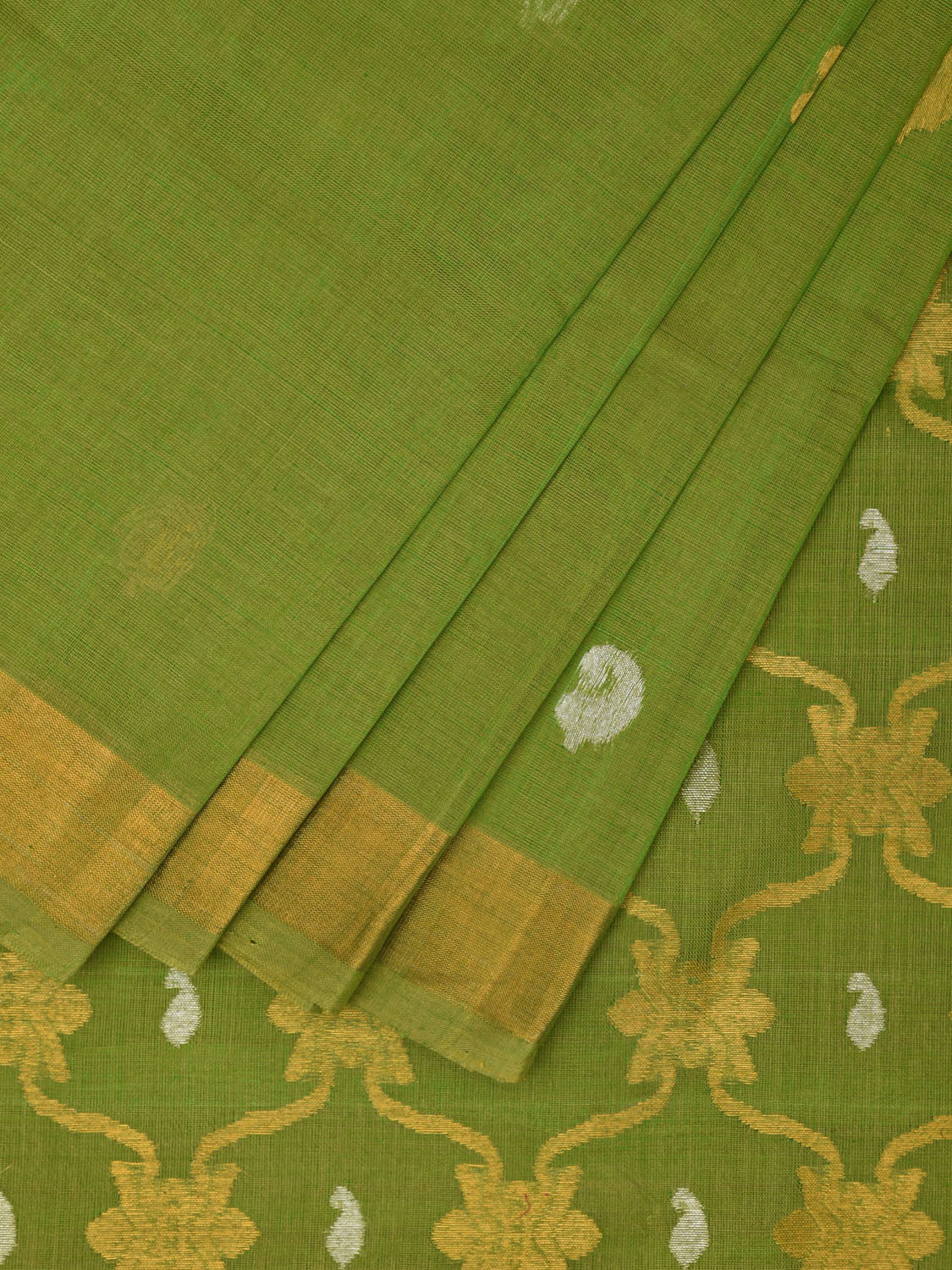 Green Uppada Cotton Handloom Saree with Grill Pallu Design u2279