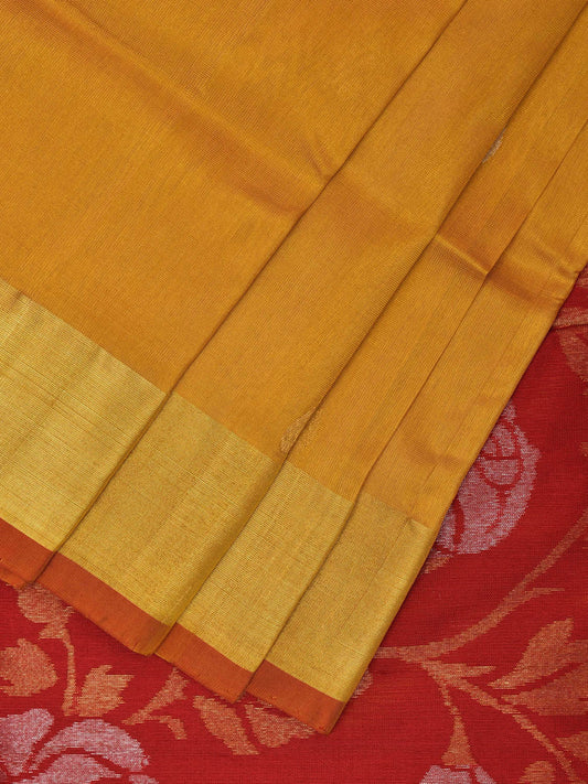 Yellow and Red Uppada Silk Handloom Saree with Contrast Floral Pallu Design u2282