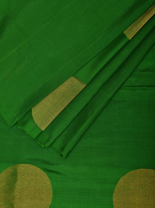 Green Uppada Silk Handloom Saree with All Over Big Polka Design u2320