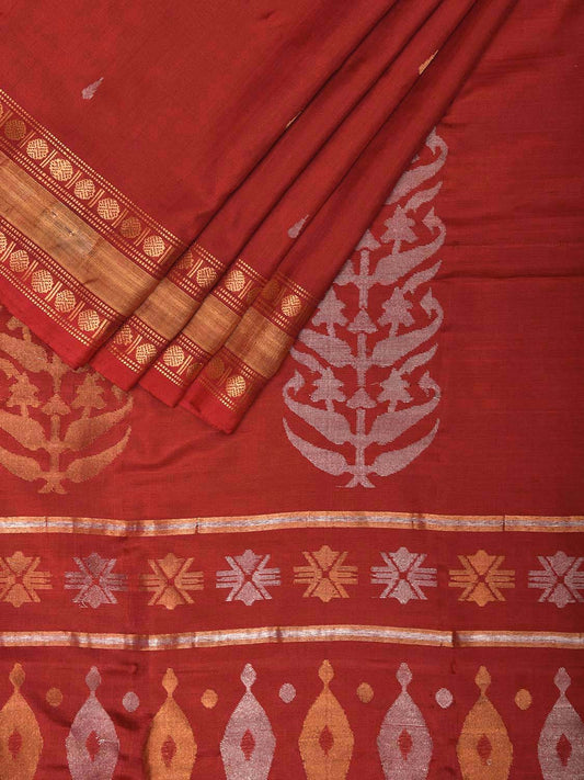 Red Uppada Silk Handloom Saree with Karpur Pallu Design u2323