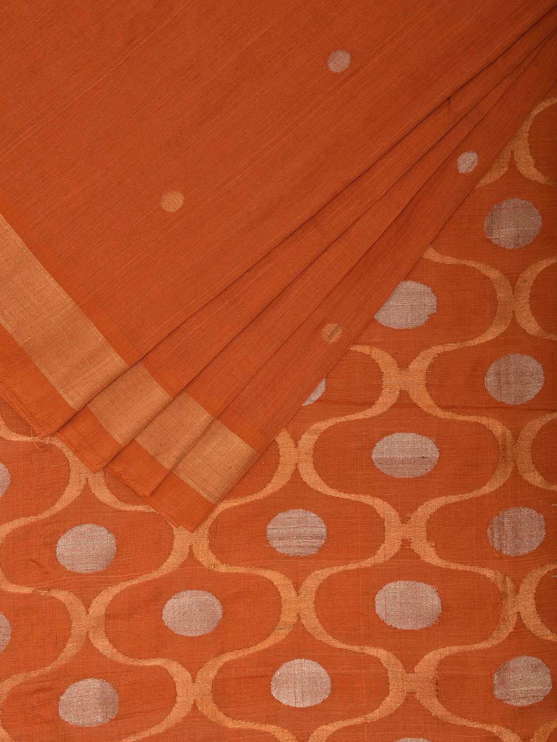 Orange Uppada Cotton Handloom Saree with Grill Pallu Design u2325