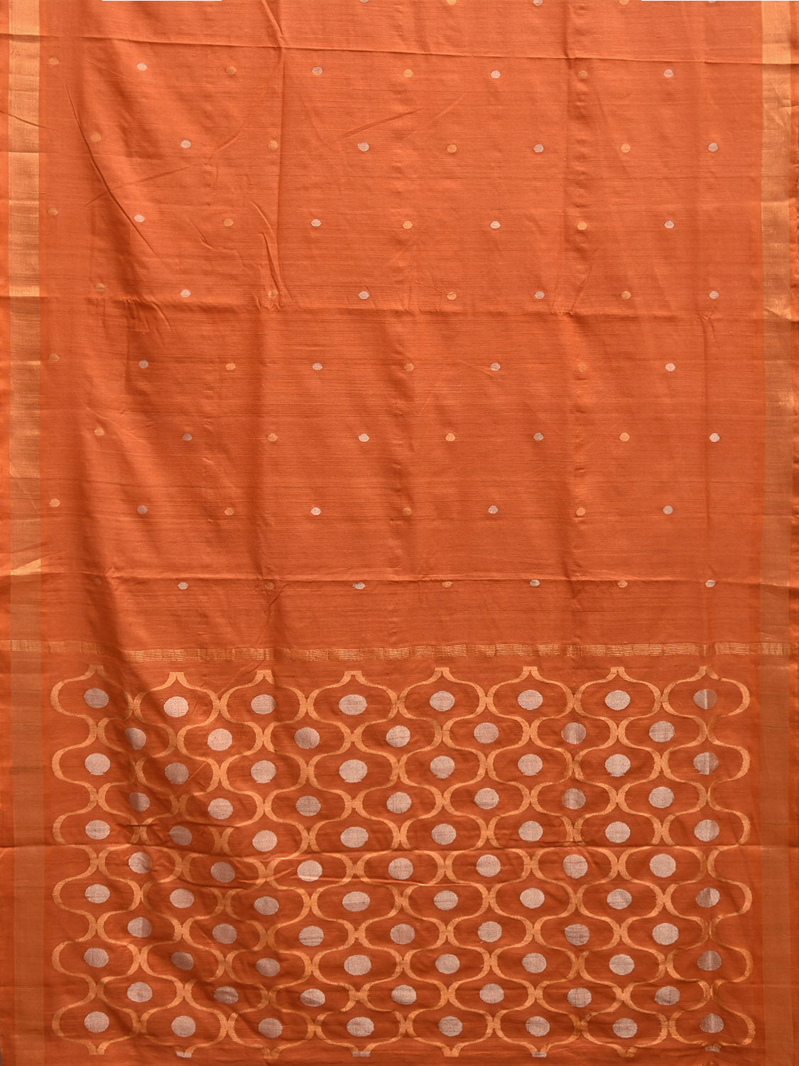 Orange Uppada Cotton Handloom Saree with Grill Pallu Design u2325