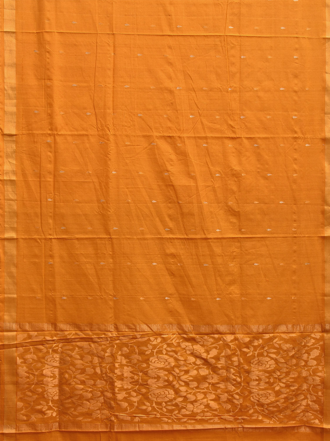 Orange Uppada Cotton Handloom Saree with Floral Pallu Design u2329