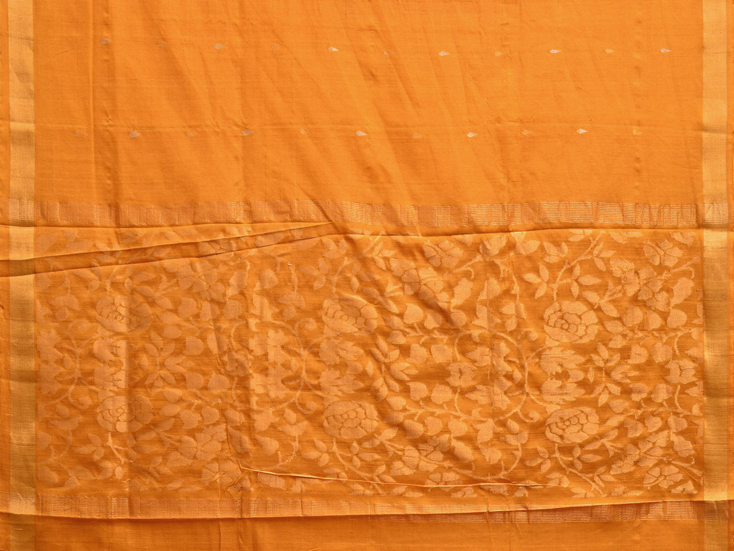 Orange Uppada Cotton Handloom Saree with Floral Pallu Design u2329