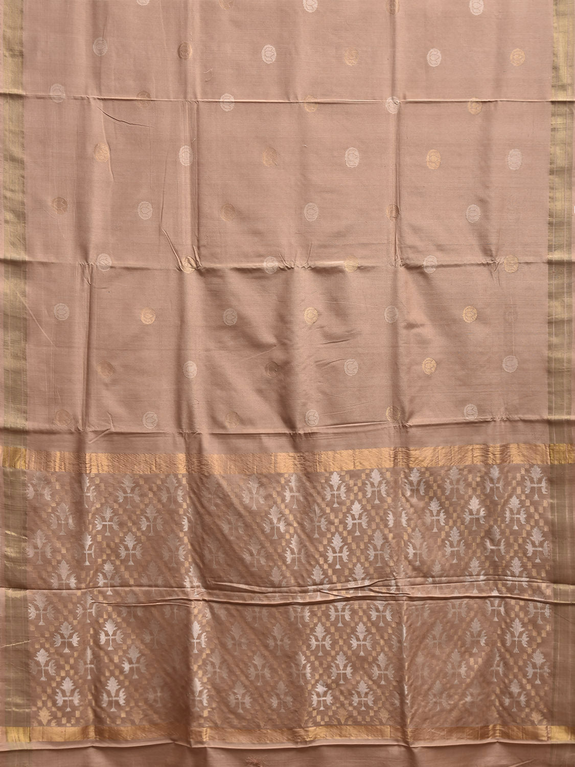 Cream Uppada Cotton Handloom Saree with Body Buta and Jamdani Pallu Design u2371