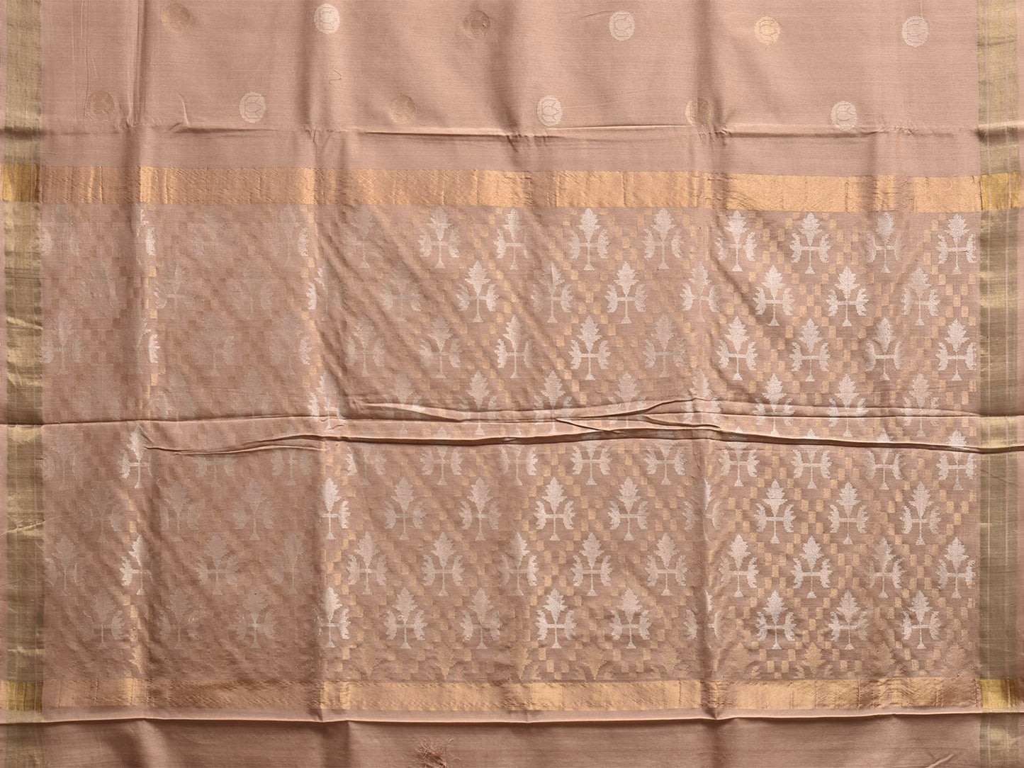 Cream Uppada Cotton Handloom Saree with Body Buta and Jamdani Pallu Design u2371