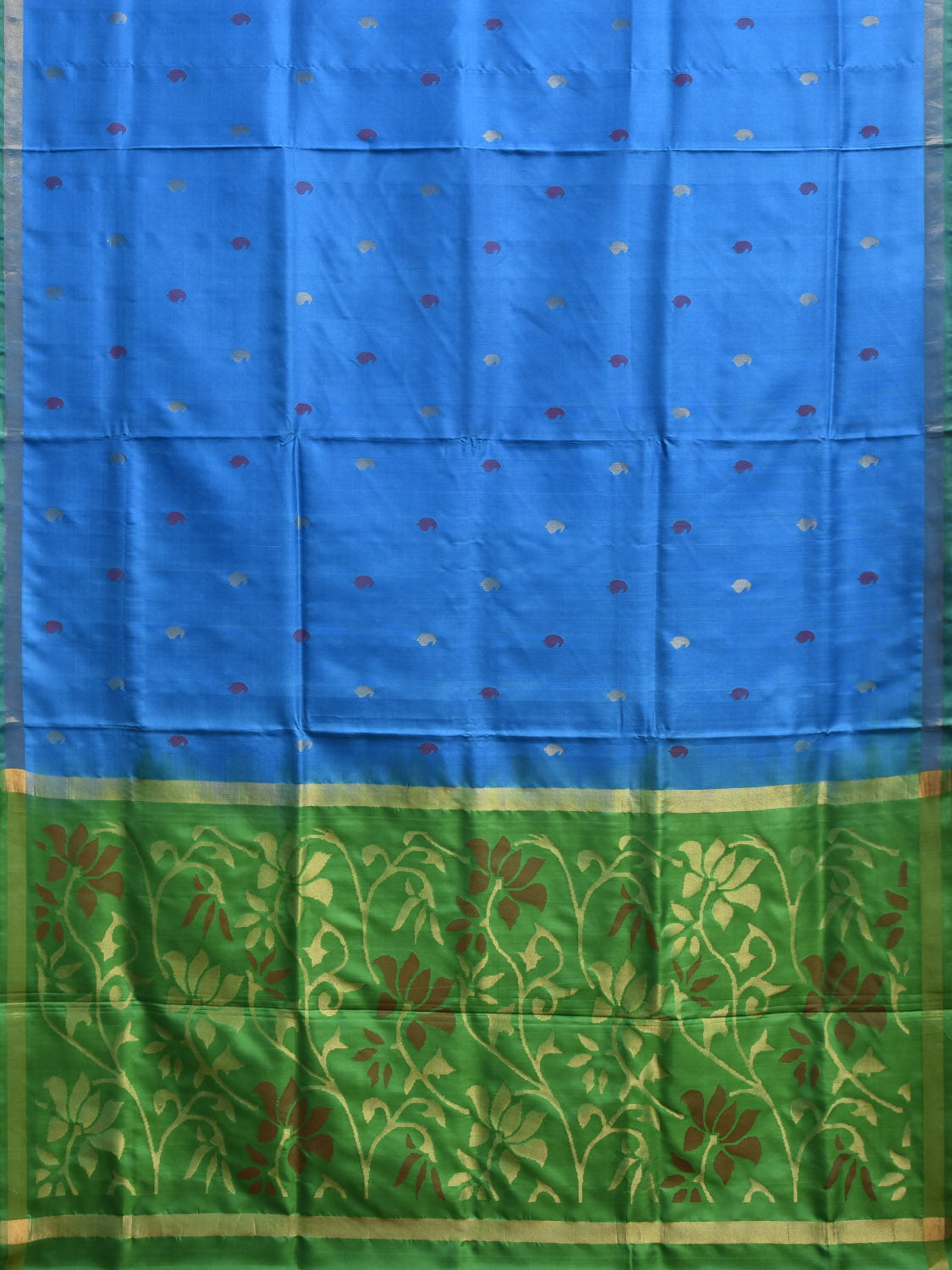 Blue and Green Uppada Silk Handloom Saree with Floral Pallu Design u2372