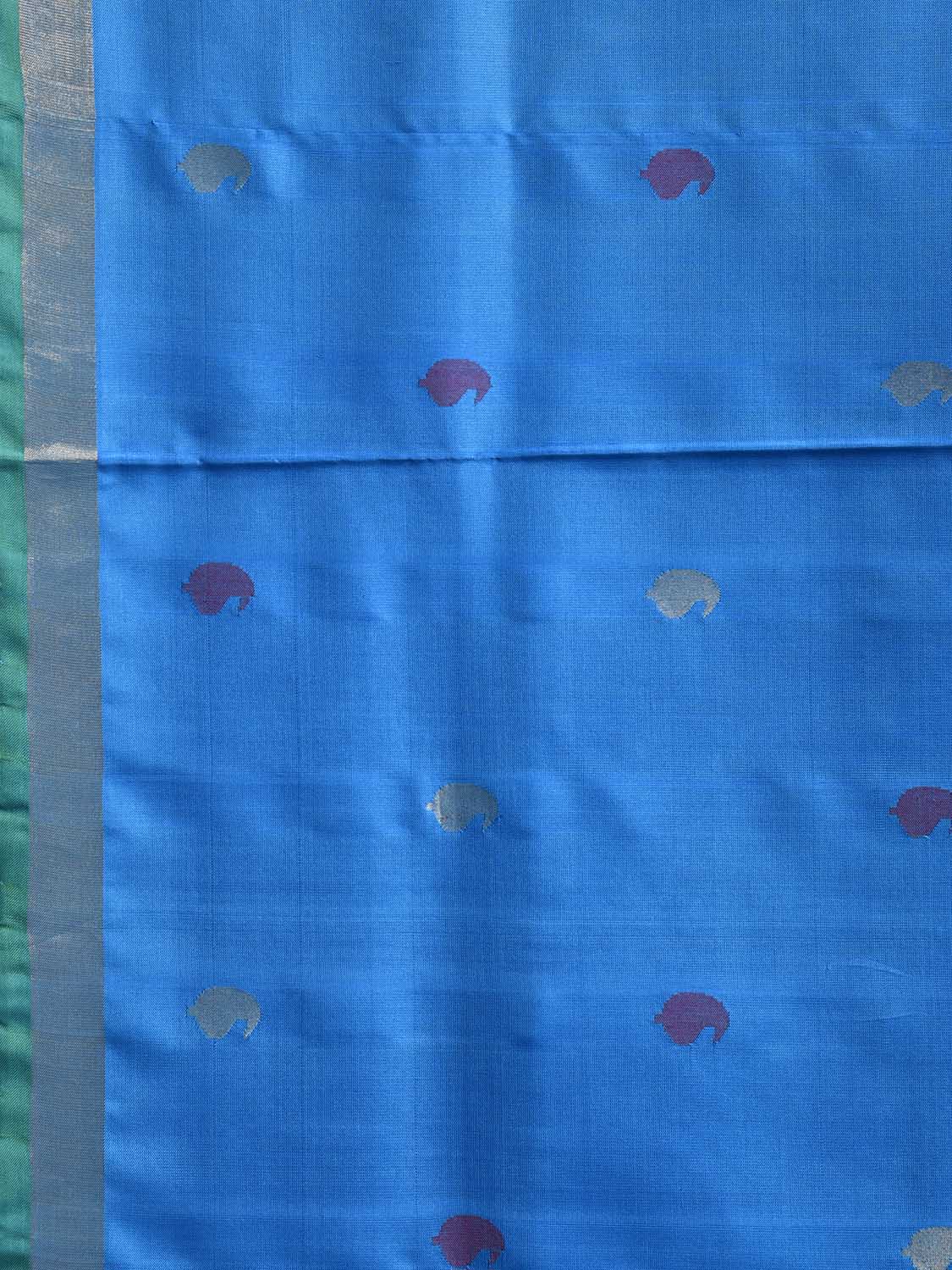 Blue and Green Uppada Silk Handloom Saree with Floral Pallu Design u2372