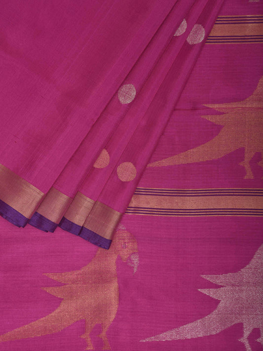 Pink Uppada Silk Handloom Saree with Parrots Pallu Design u2375