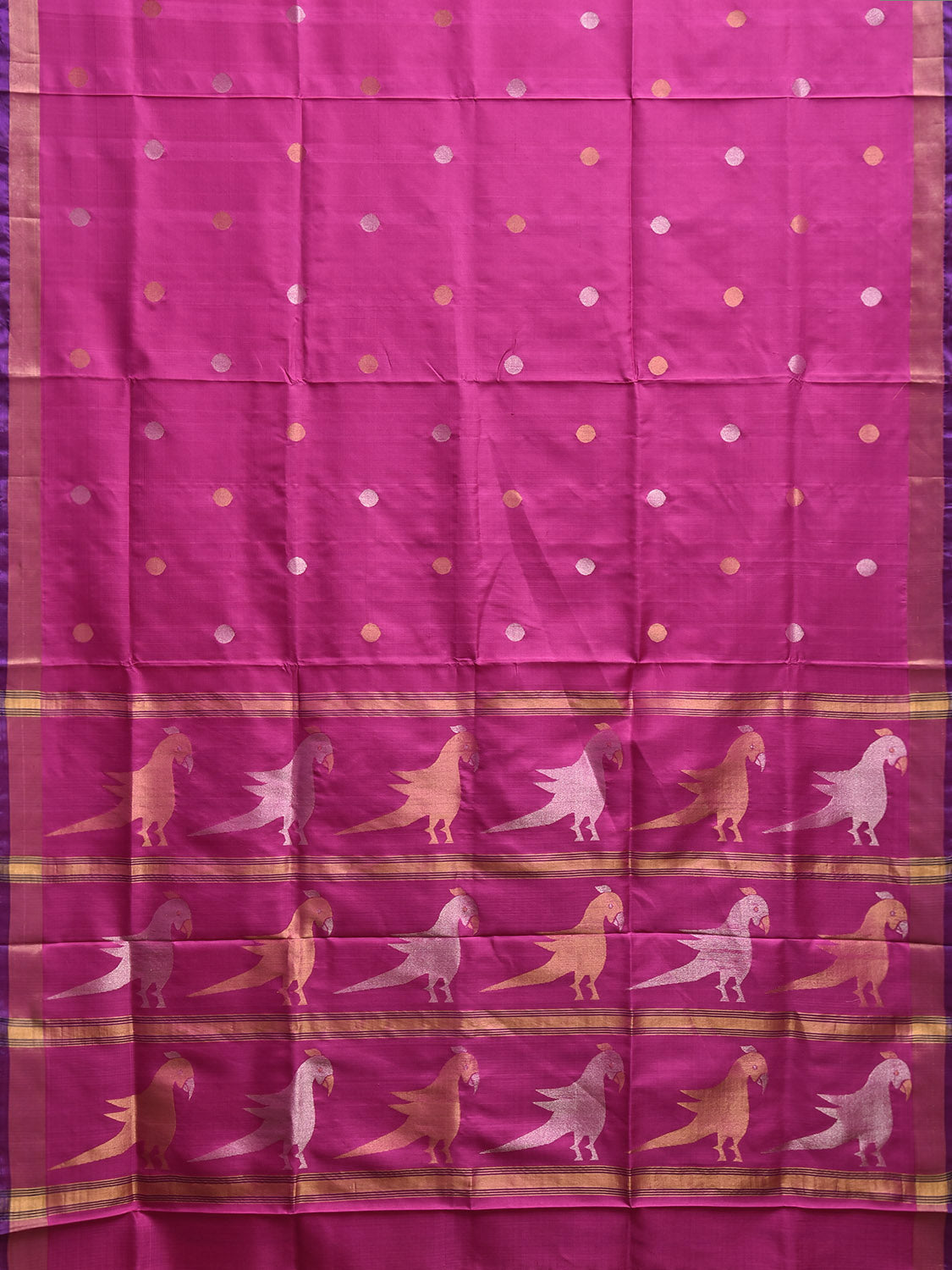 Pink Uppada Silk Handloom Saree with Parrots Pallu Design u2375