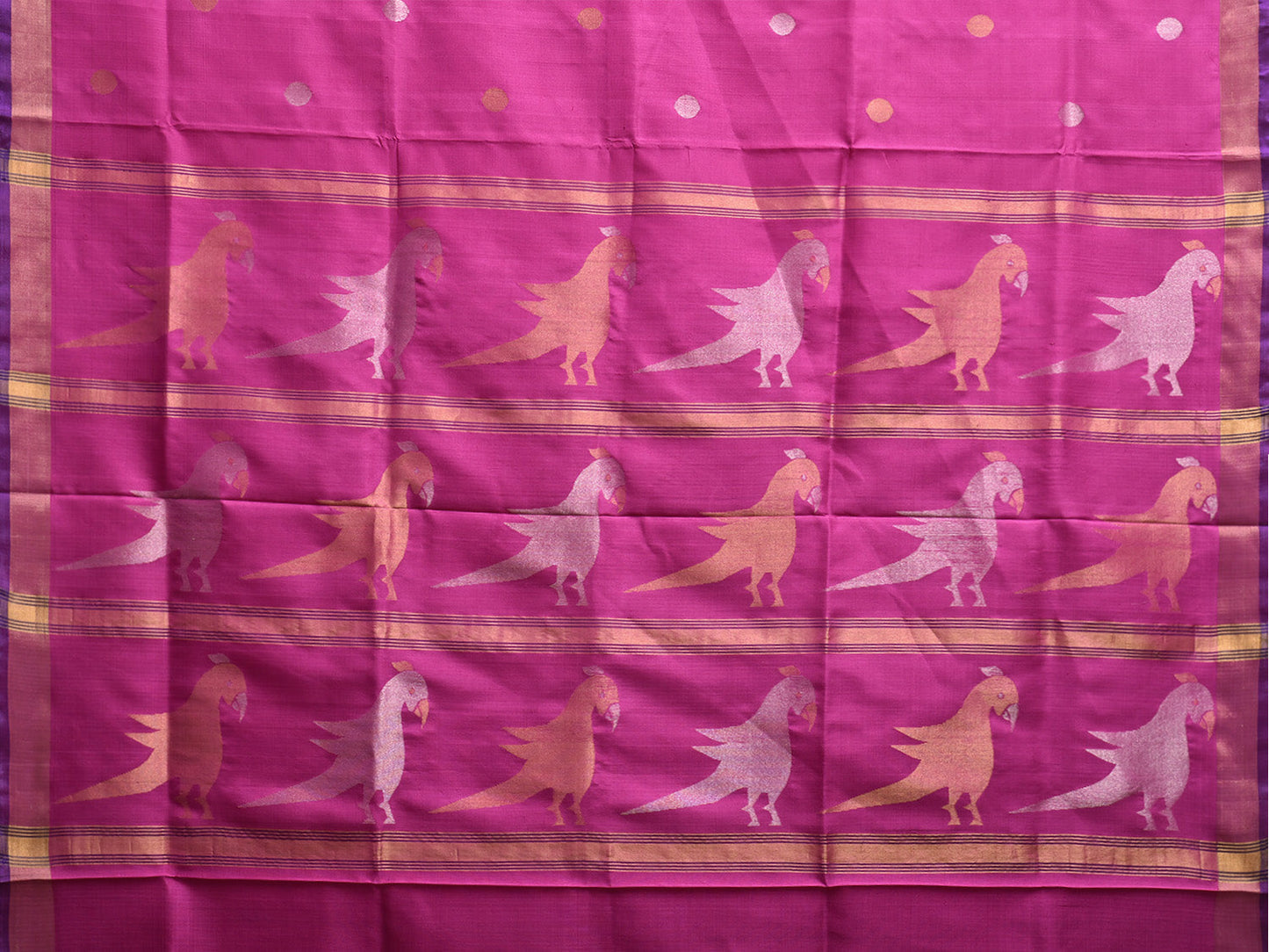 Pink Uppada Silk Handloom Saree with Parrots Pallu Design u2375