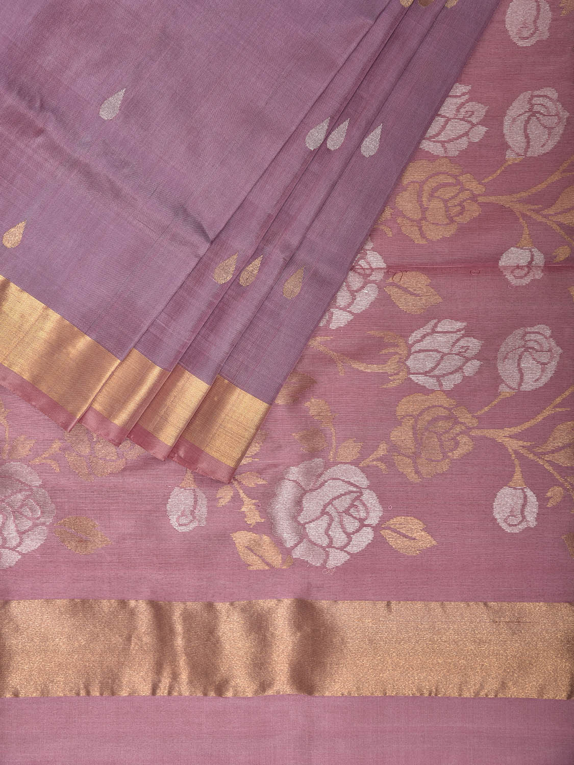 Mauve Uppada Silk Handloom Saree with Floral Pallu Design u2377