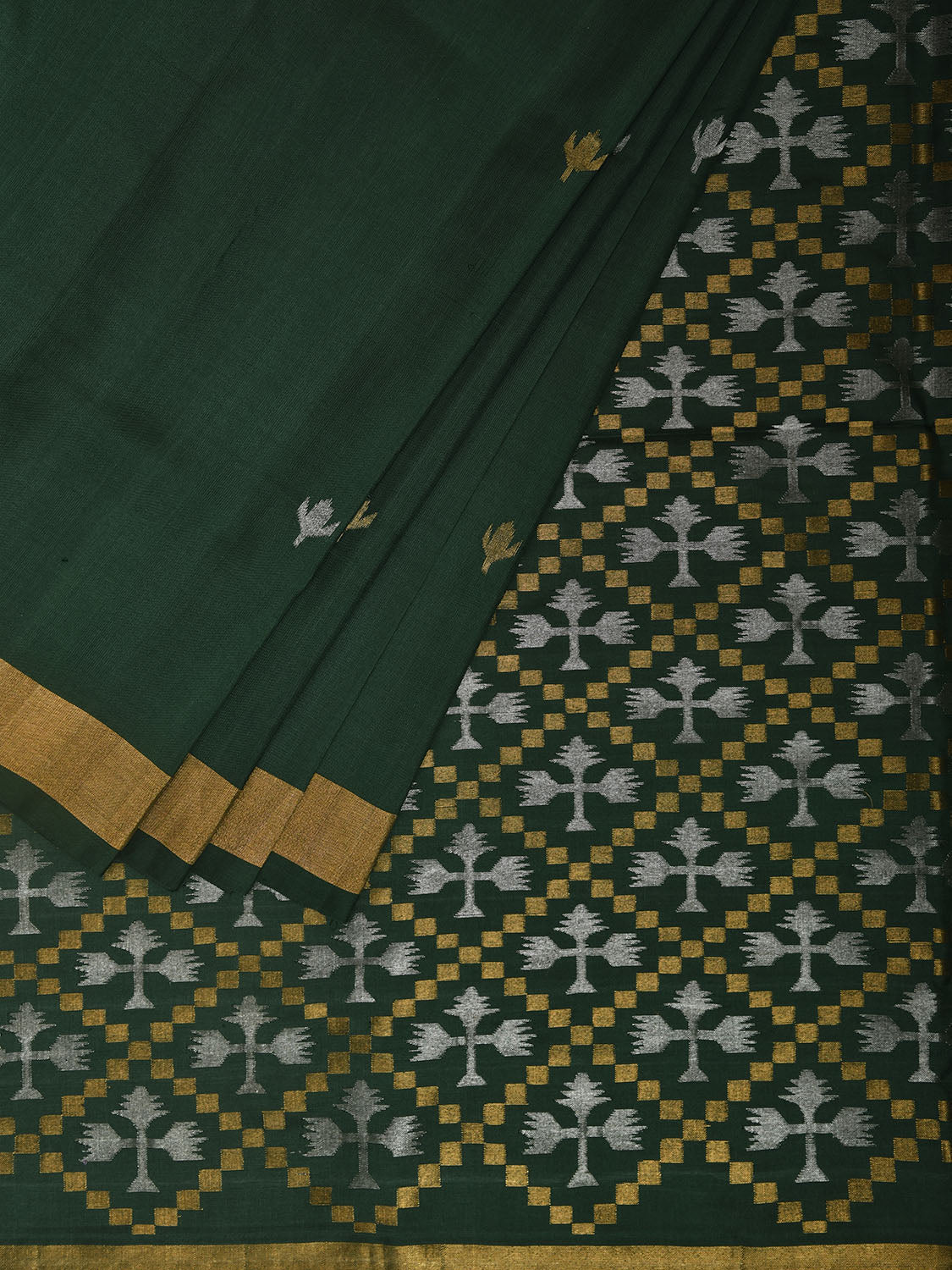 Green Uppada Silk Handloom Saree with Jamdani Pallu Design u2381