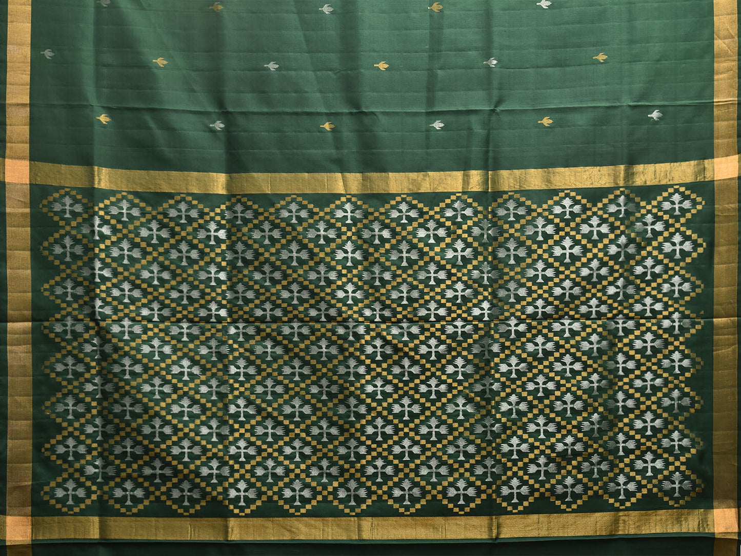 Green Uppada Silk Handloom Saree with Jamdani Pallu Design u2381