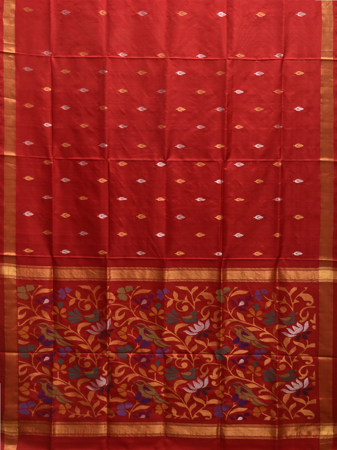 Red Uppada Silk Handloom Saree with Birds and Floral Pallu Design u2382