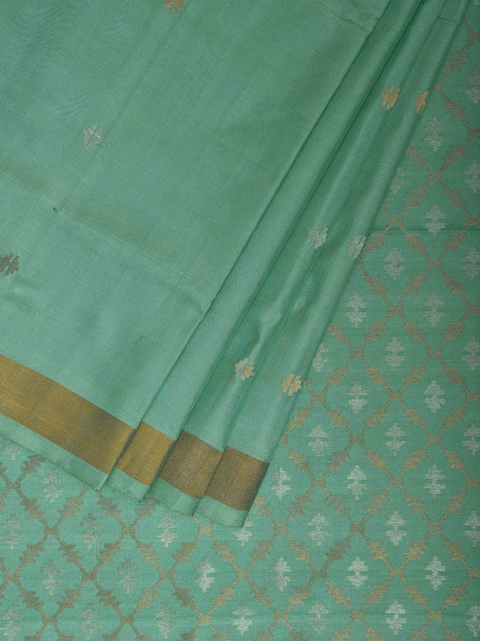 Turquoise Uppada Silk Handloom Saree with Jamdani Pallu Design u2384