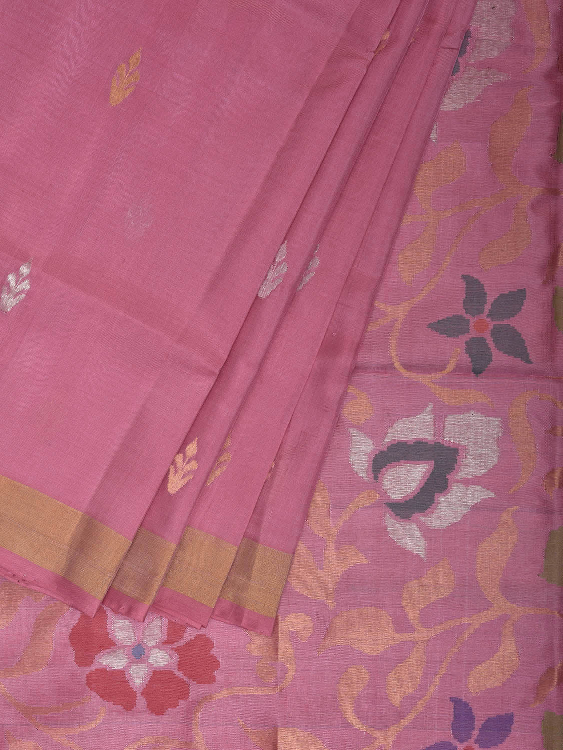Light Pink Uppada Silk Handloom Saree with Floral Pallu Design u2387