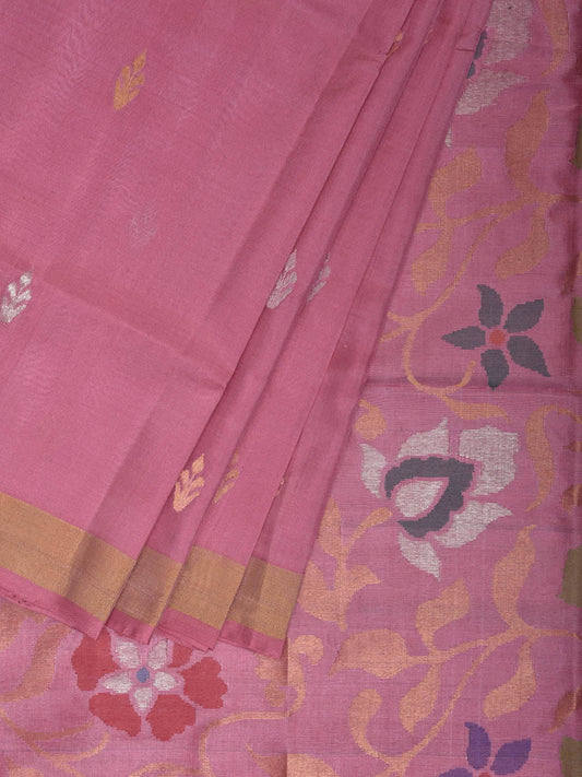 Light Pink Uppada Silk Handloom Saree with Floral Pallu Design u2387