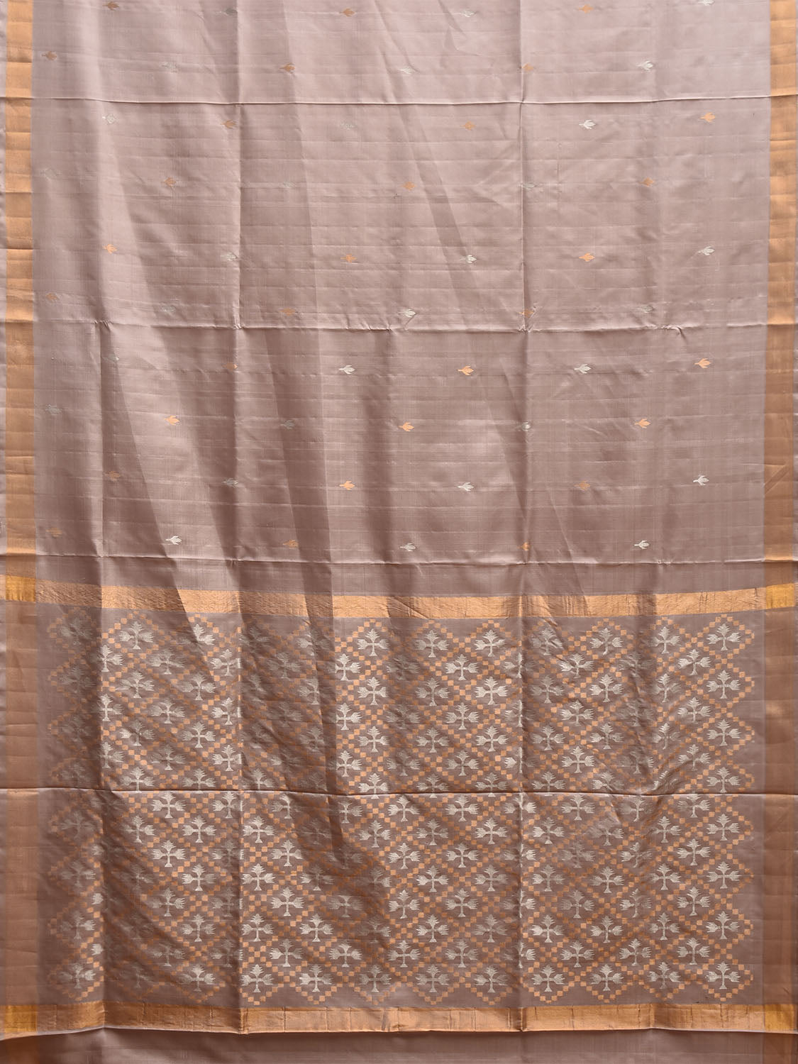 Light Fawn Uppada Silk Handloom Saree with Jamdani Pallu Design u2388