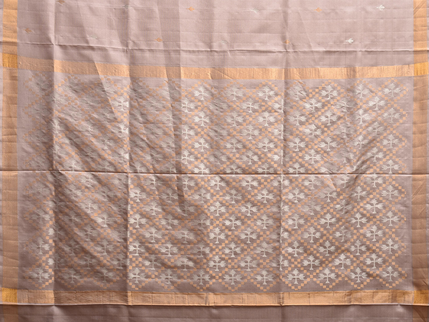 Light Fawn Uppada Silk Handloom Saree with Jamdani Pallu Design u2388