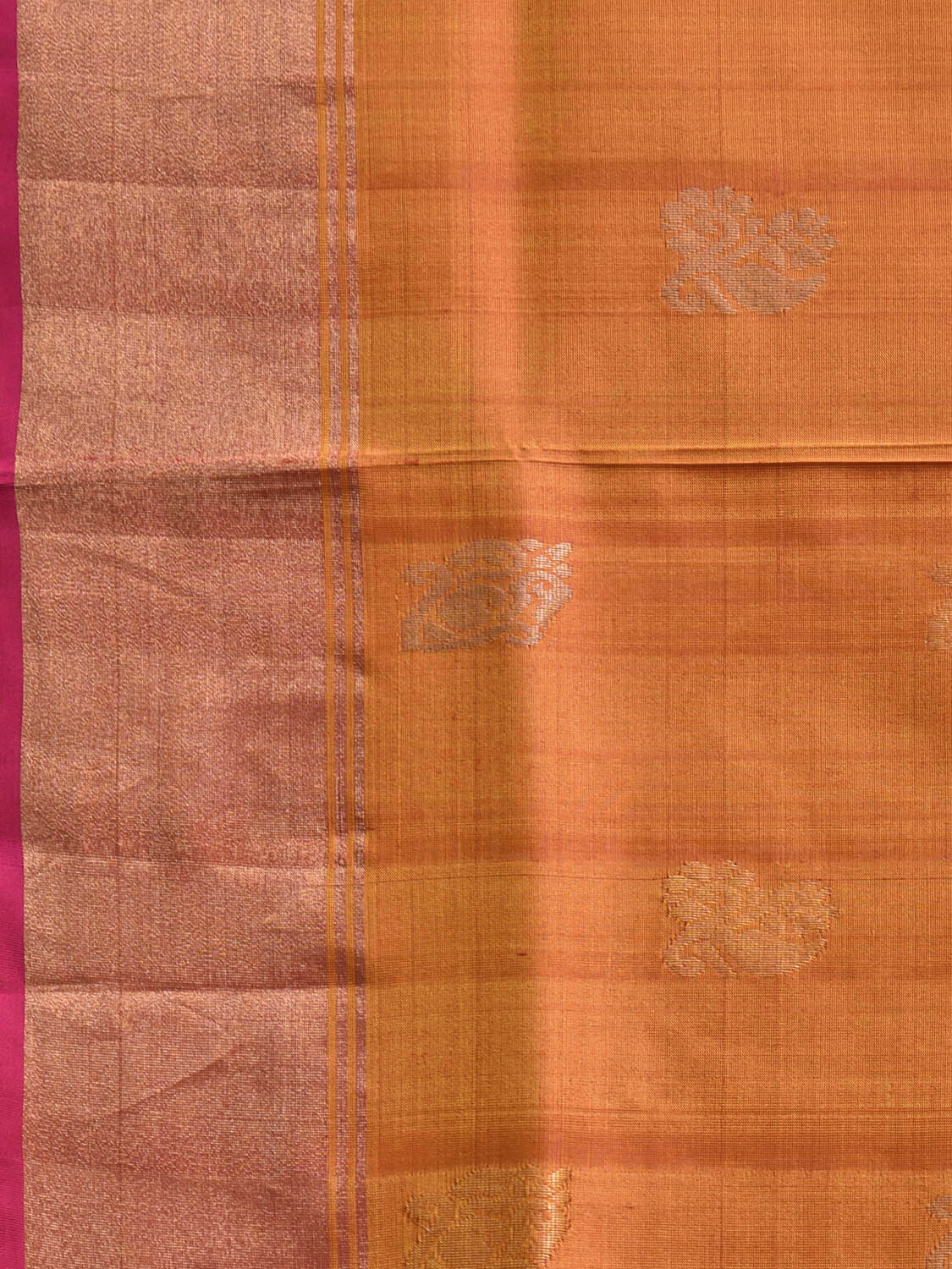 Mustard and Pink Uppada Silk Handloom Saree with All Over Buta Design u2391