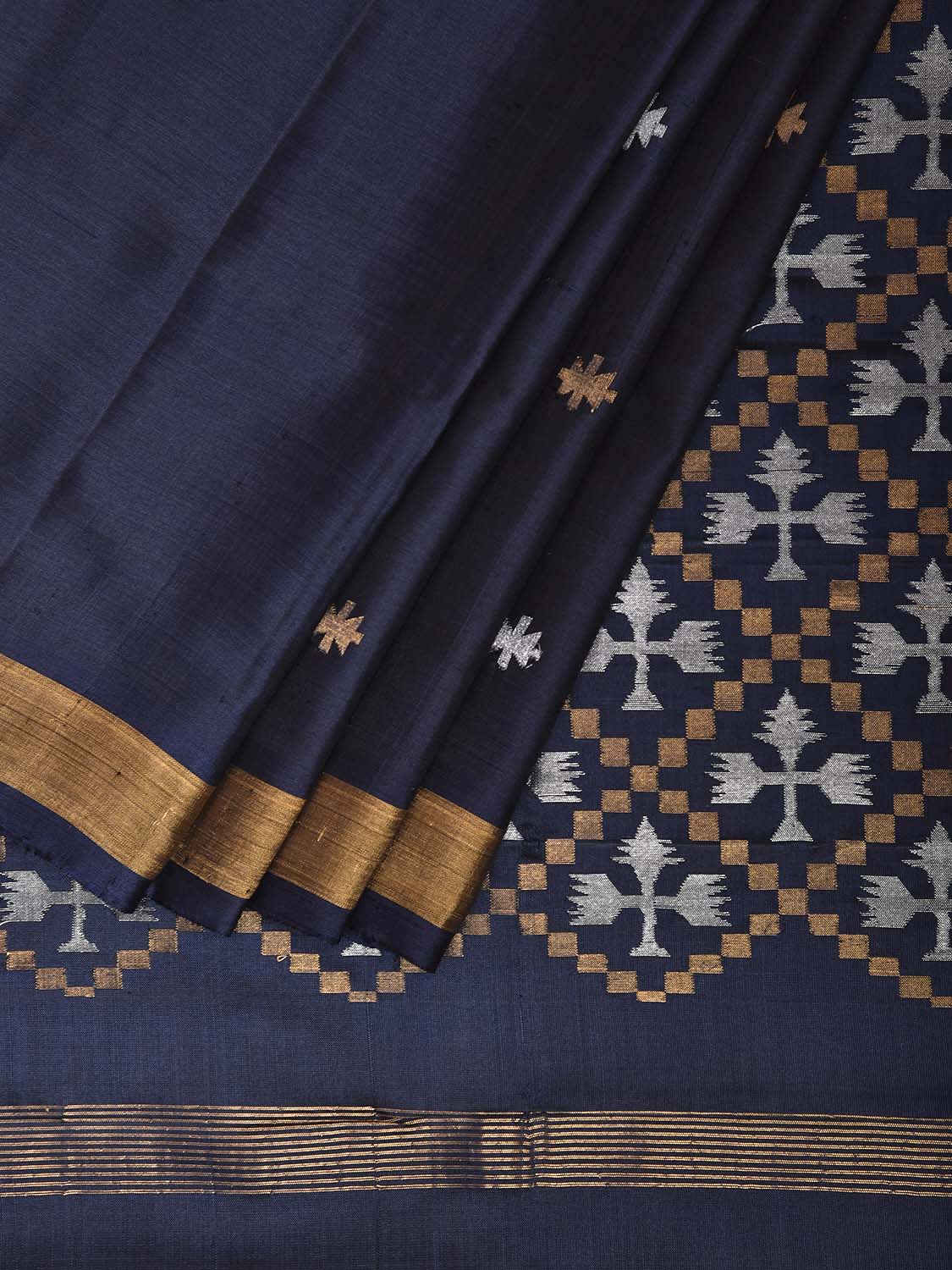 Navy Uppada Silk Handloom Saree with Jamdani Pallu Design u2395