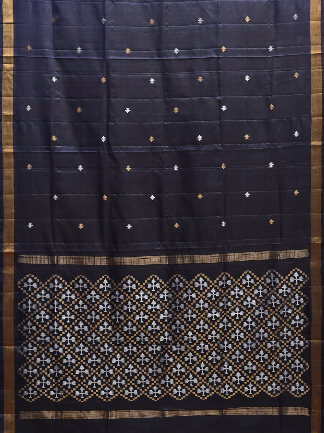 Navy Uppada Silk Handloom Saree with Jamdani Pallu Design u2395